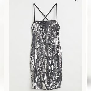 NWT H&M recycled polyester backless sequin dress